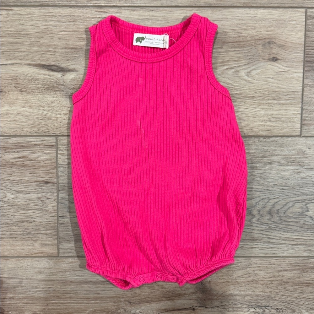 monica + andy Bright Pink Ribbed Bubble Bodysuit - 0-3m